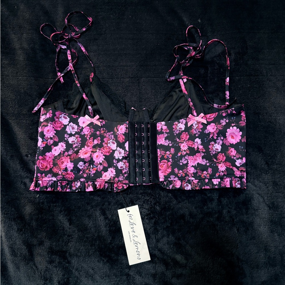 NWT For Love & Lemons Farrah Floral Satin Bustier Size XL - Picture 4 of 15